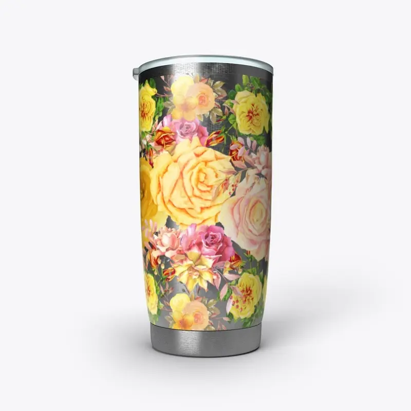 Stainless Tumbler Yellow Roses