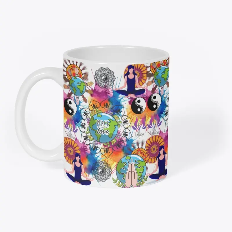 Coffee Mug Love, Peace, World, Zen